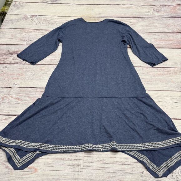 Johnny Was Tess Embroidered Assymetrical Hem Dress Heathered Blue Size Large - Picture 3 of 10